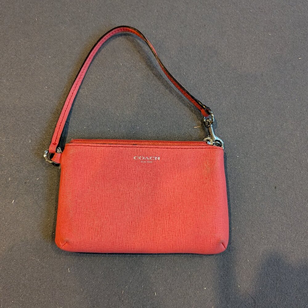 Coach leather double corner zip wristlet